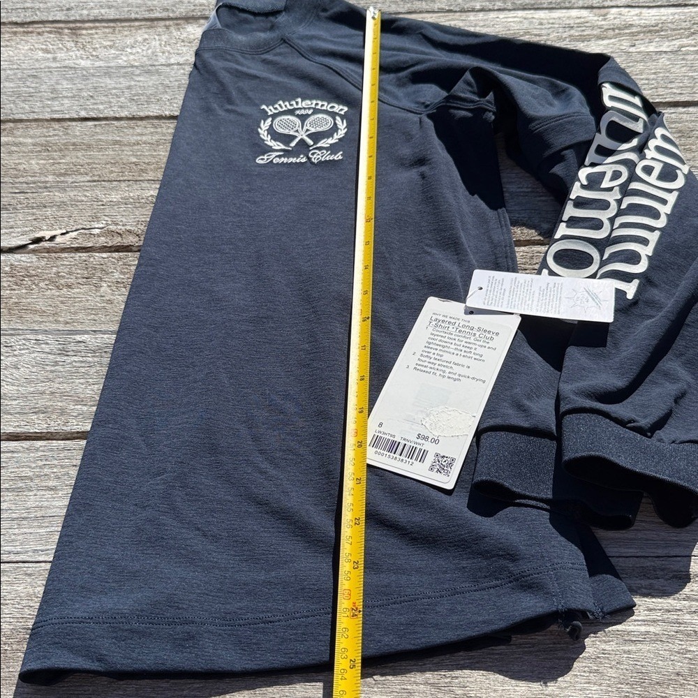 Lululemon Tennis Club Layered Long Sleeve True Navy White Size 8 NWT UPF 40+ - Picture 4 of 7